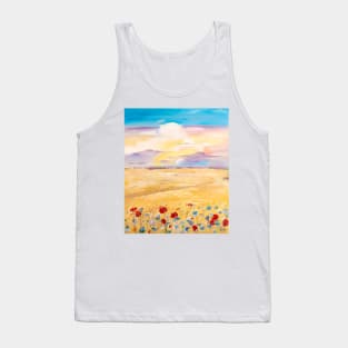 Poppies and Cornflowers Near a Wheat Field Tank Top